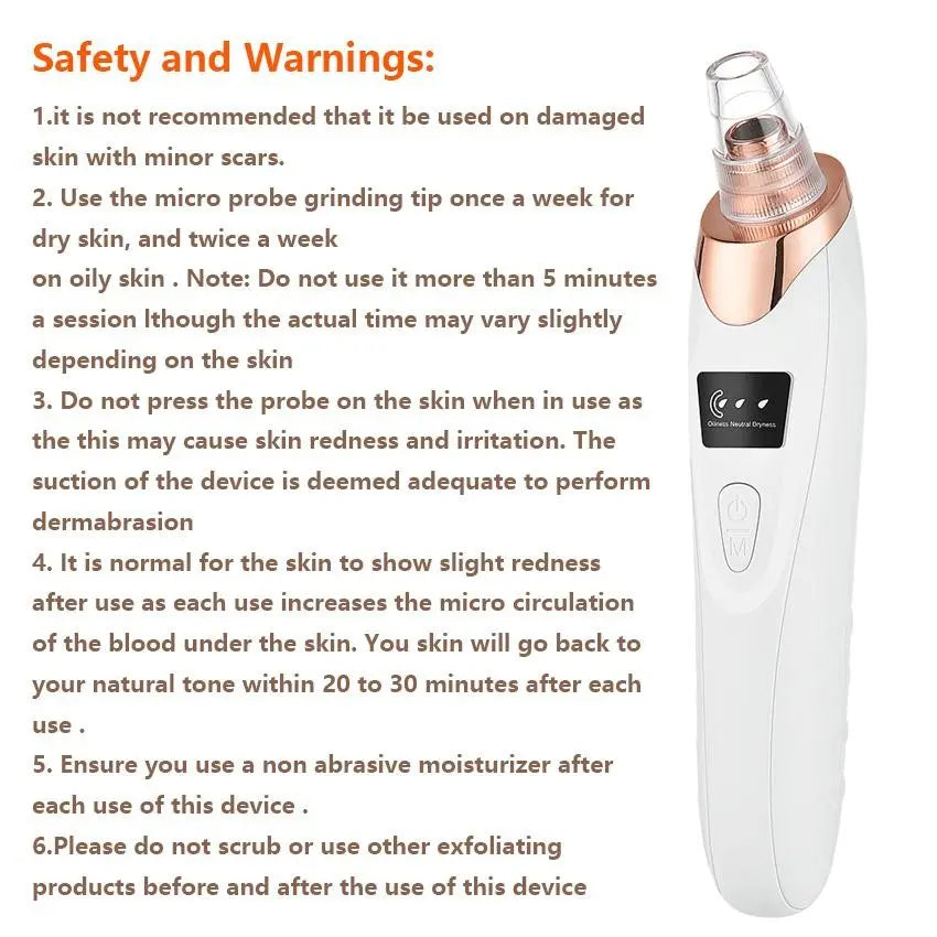 Electric Blackhead Remover Vacuum Pore Cleaner, Electric Facial Cleaning Kit, Facial Cleansing Equipment, Includes 5 Replacement Brushes + 4 Stainless Steel Tools, Deep Clean, Skincare Tool, Blackhead Removing, Facial Cleansing Brush, Pore Suction Tool