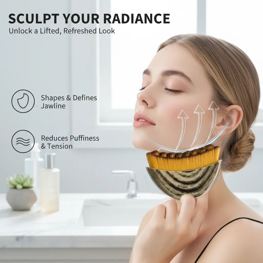 Buy 1 Get 1 Free Facial Brush for Jawline Sculpting & Lymph Drain, Ergonomic Dry Contour Massager and Facial Care Tool for Normal Skin, Facial Care Tools