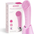Facial Cleansing Brush, PRITECH Heatable Vibrating Face Scrubber with Massage, Silicone Face Scrubber for Women & Men, Electric Facial Cleanser for Deep Cleansing, Gentle Exfoliating (Pink)