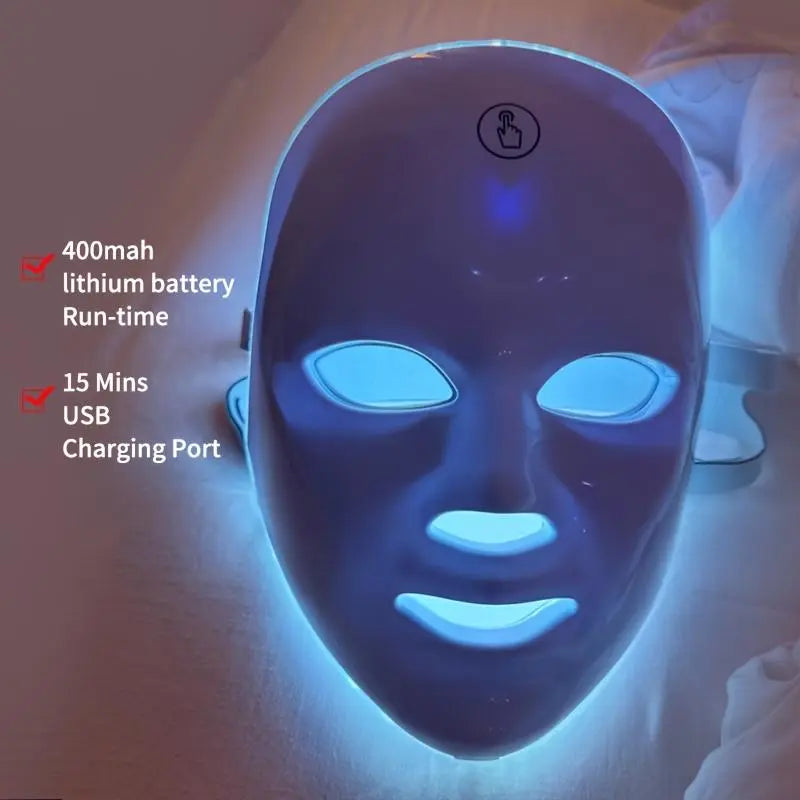 Wireless LED Photon Facial Mask, Full Coverage Red Light Skin Care Mask, Portable at Home Beauty Tool for Skin Brightening, Oil Control & Skin Texture Improvement