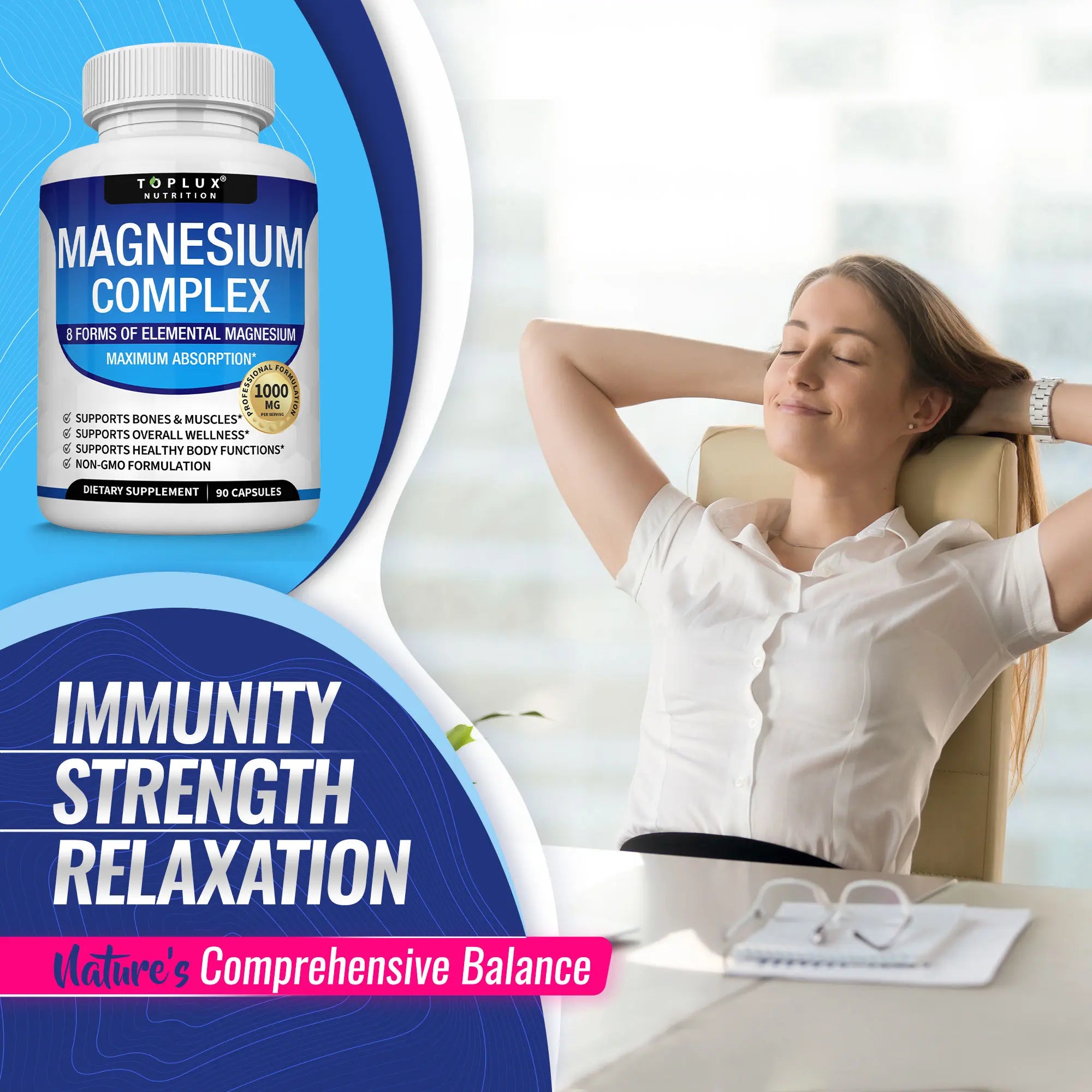 Toplux Magnesium Complex 8 Essential Magnesium Supplement