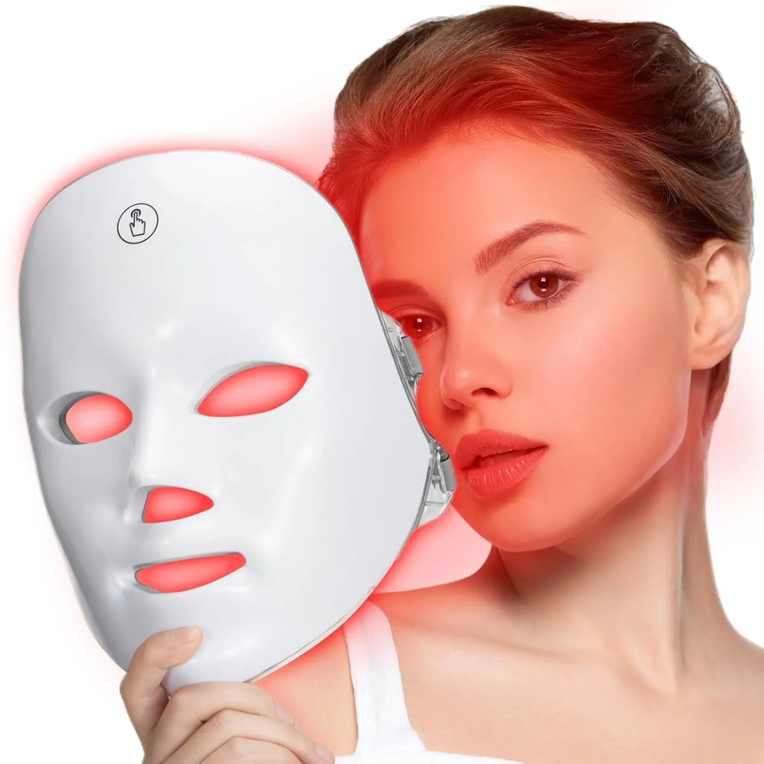 Wireless LED Photon Facial Mask, Full Coverage Red Light Skin Care Mask, Portable at Home Beauty Tool for Skin Brightening, Oil Control & Skin Texture Improvement