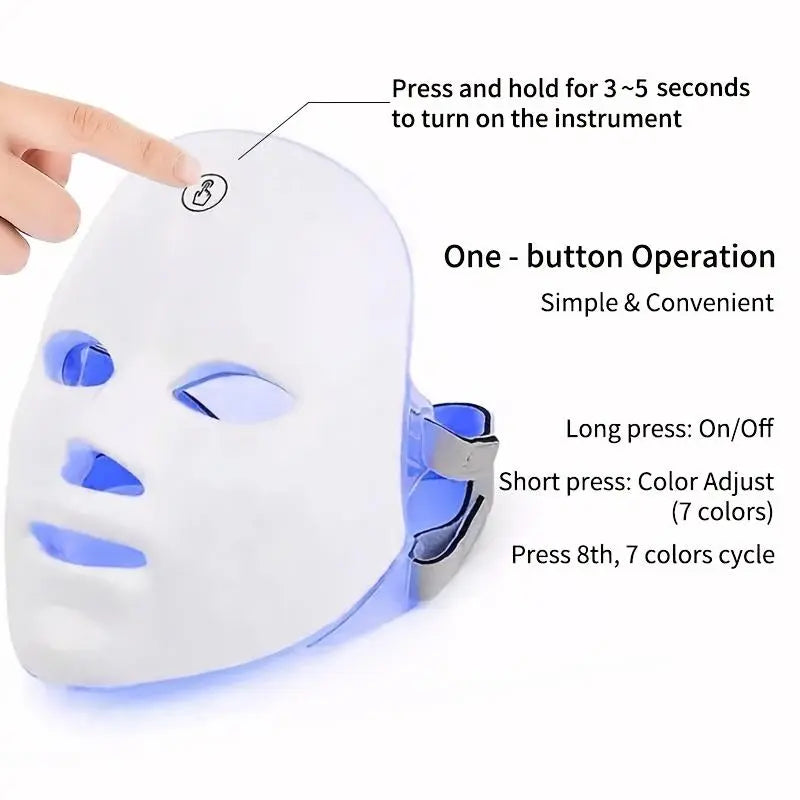 Wireless LED Photon Facial Mask, Full Coverage Red Light Skin Care Mask, Portable at Home Beauty Tool for Skin Brightening, Oil Control & Skin Texture Improvement